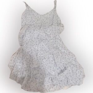 Abercrombie pale blue ruffle dress, slanted bottom
